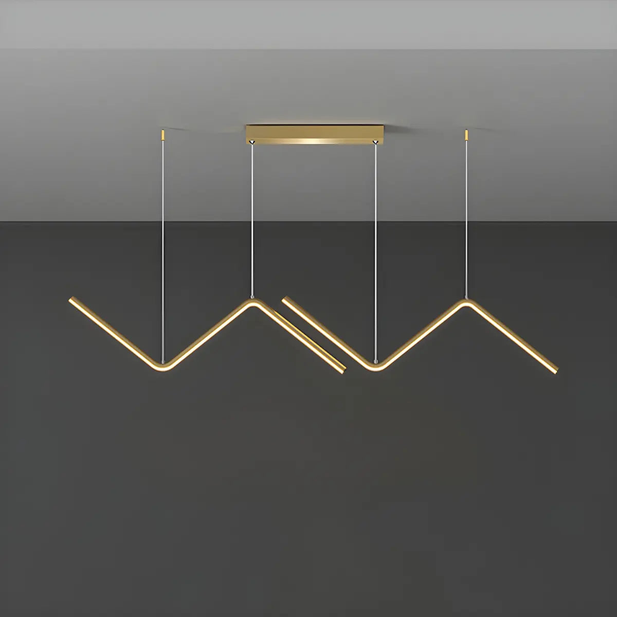 Minimalist Linear Z Shape Black Dining Room Pendant Light Image - 7