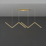 Minimalist Linear Z Shape Black Dining Room Pendant Light Image - 7