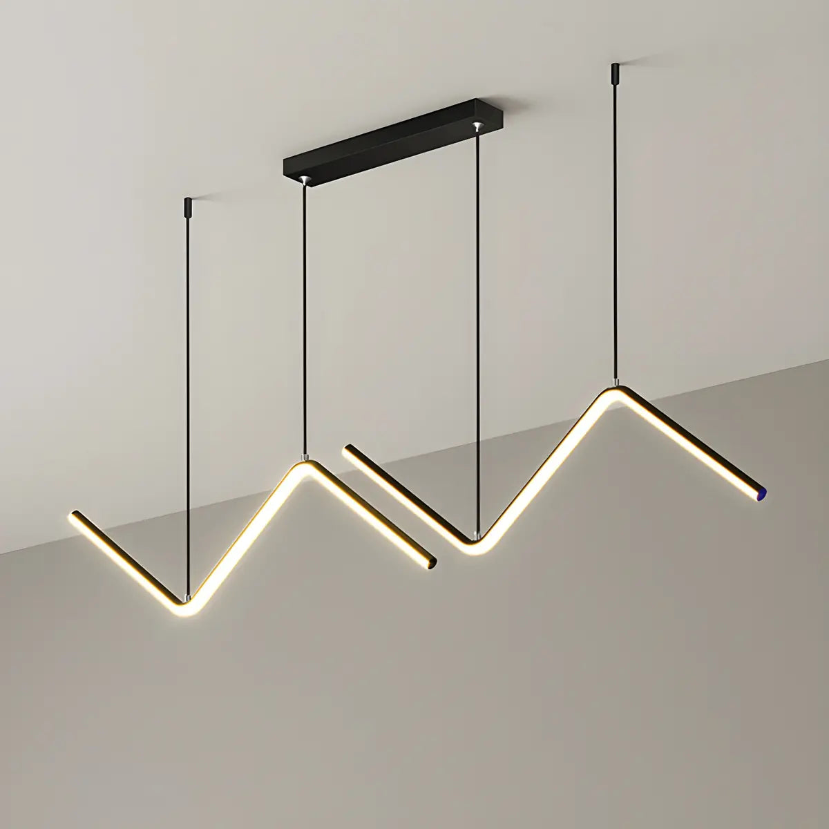 Minimalist Linear Z Shape Black Dining Room Pendant Light Image - 8