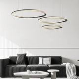 Modern Acrylic Ring Black and Gold Pendant  Chandelier Image - 1