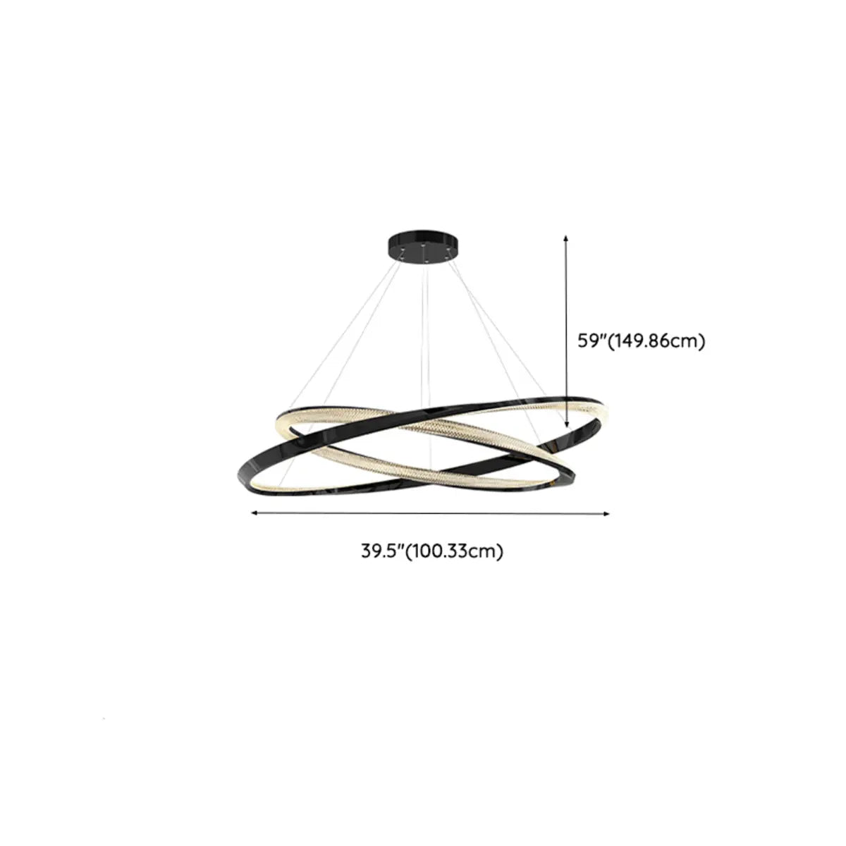 Modern Acrylic Ring Black and Gold Pendant  Chandelier Image - 23