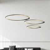 Modern Acrylic Ring Black and Gold Pendant  Chandelier Image - 5