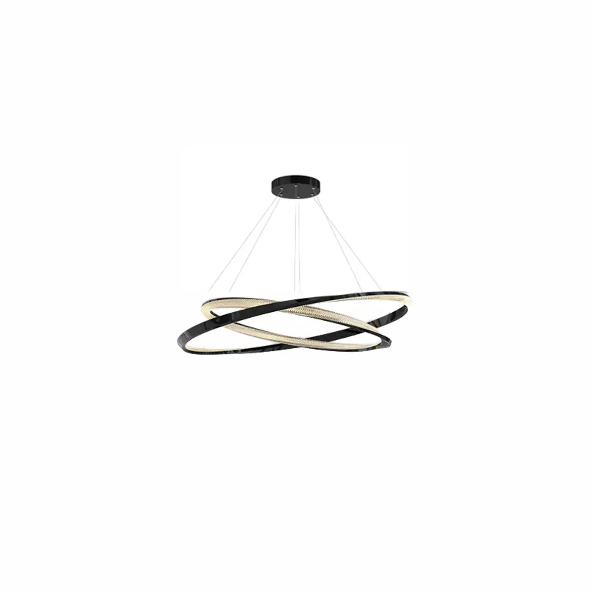 Modern Acrylic Ring Black and Gold Pendant  Chandelier Image - 7