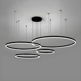 Minimalist Living Room Black Circle LED Haning Chandelier Image - 3