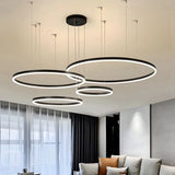 Minimalist Living Room Black Circle LED Haning Chandelier Image - 14