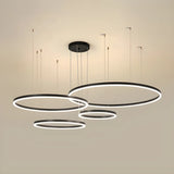 Minimalist Living Room Black Circle LED Haning Chandelier Image - 8