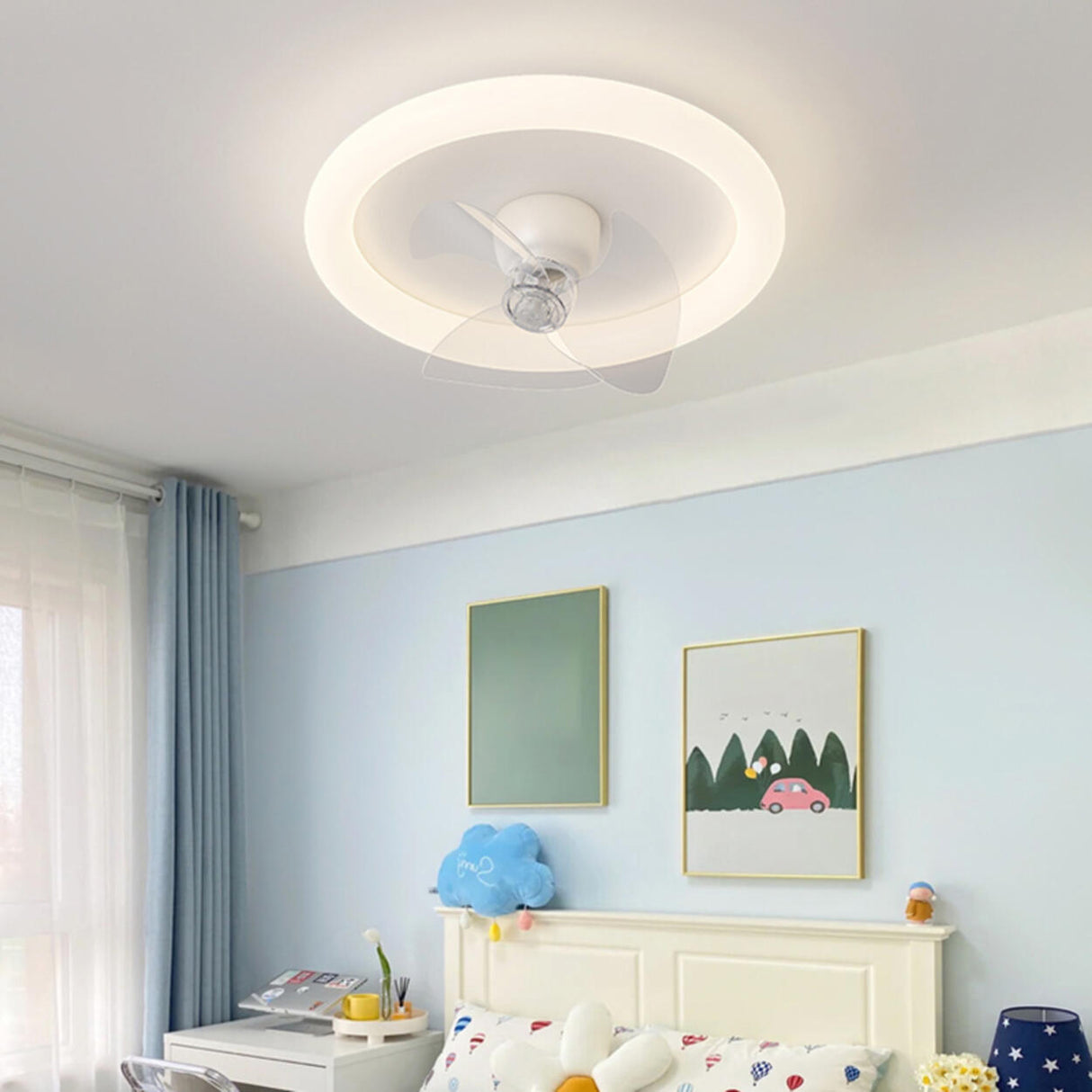 Minimalist Living Room Square Dimming Ceiling Fan Light Image - 22