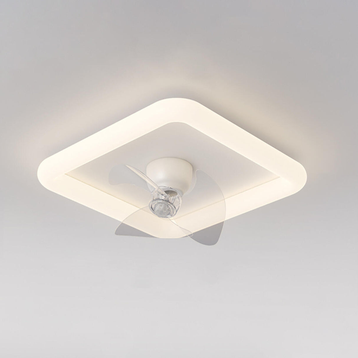 Minimalist Living Room Square Dimming Ceiling Fan Light Image - 9