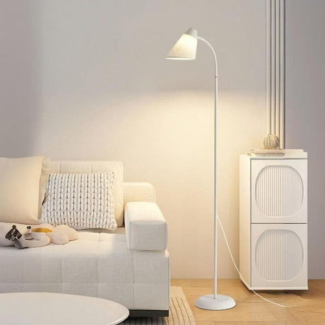 Minimalist Living Room White Cone Metal Floor Lamp Image - 1