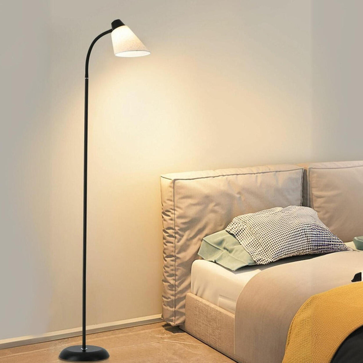 Minimalist Living Room White Cone Metal Floor Lamp Image - 5