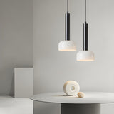 Minimalist Living Room White Glass Dome Pendant Light Image - 1