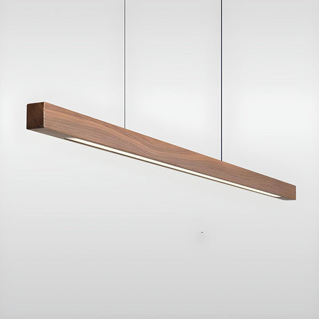 Minimalist Long Solid Wood Island Linear Pendant Light Image - 2