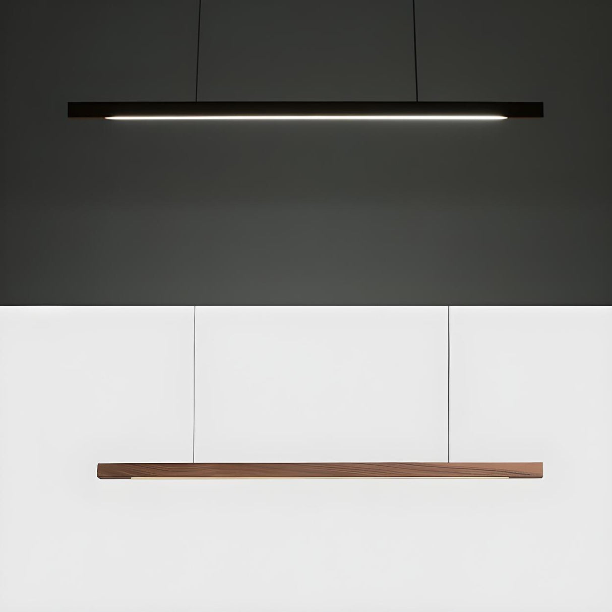 Minimalist Long Solid Wood Island Linear Pendant Light Image - 7