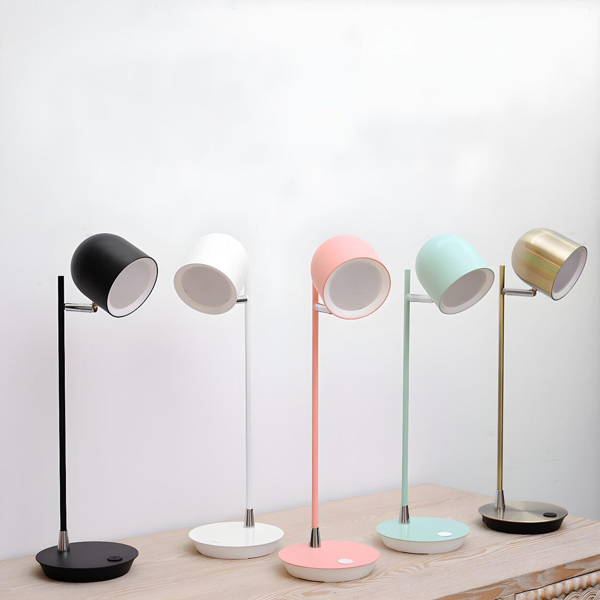 Minimalist Macaron Metal Dome Bedroom Night Table Lamp Image - 1