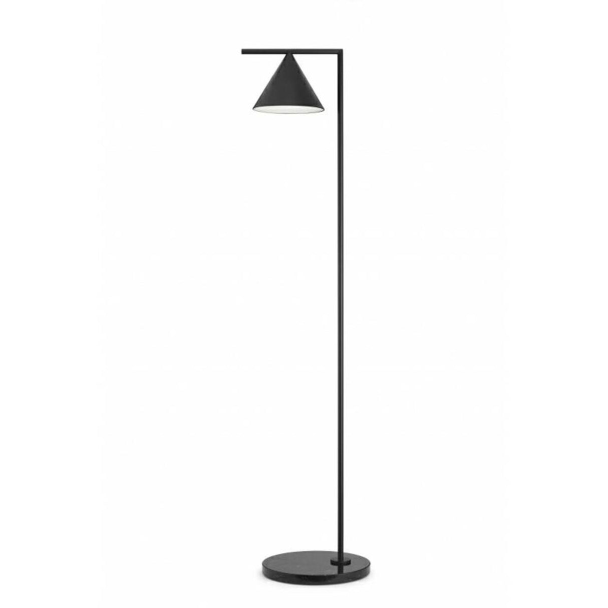 Minimalist Marble Base and Cone Shade Floor Lamp Image - 2