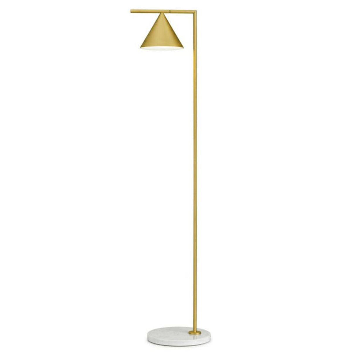 Minimalist Marble Base and Cone Shade Floor Lamp Image - 3