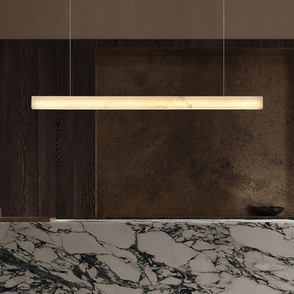 Minimalist Marble Linear Pendant Light Kitchen Island Image - 1