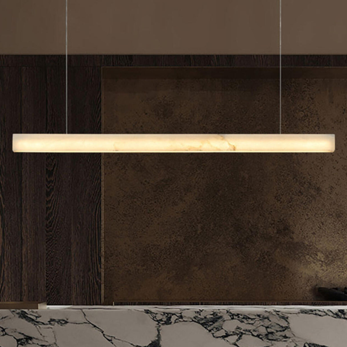 Minimalist Marble Linear Pendant Light Kitchen Island Image - 3