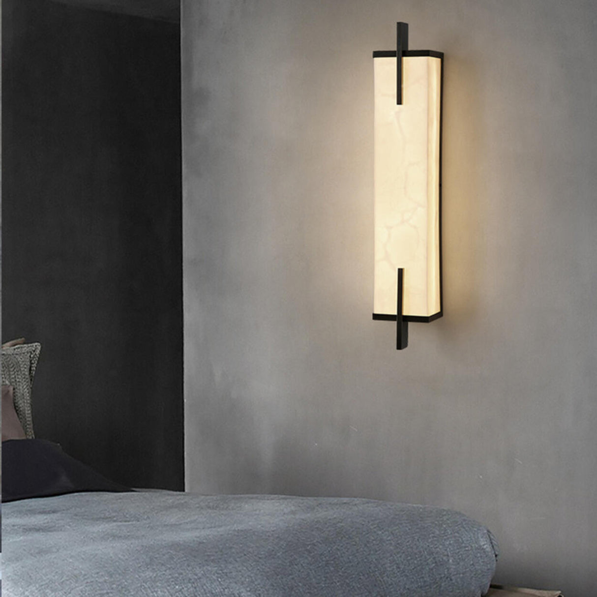 Minimalist Marble Texture Gold Geometric Wall Sconce Image - 8