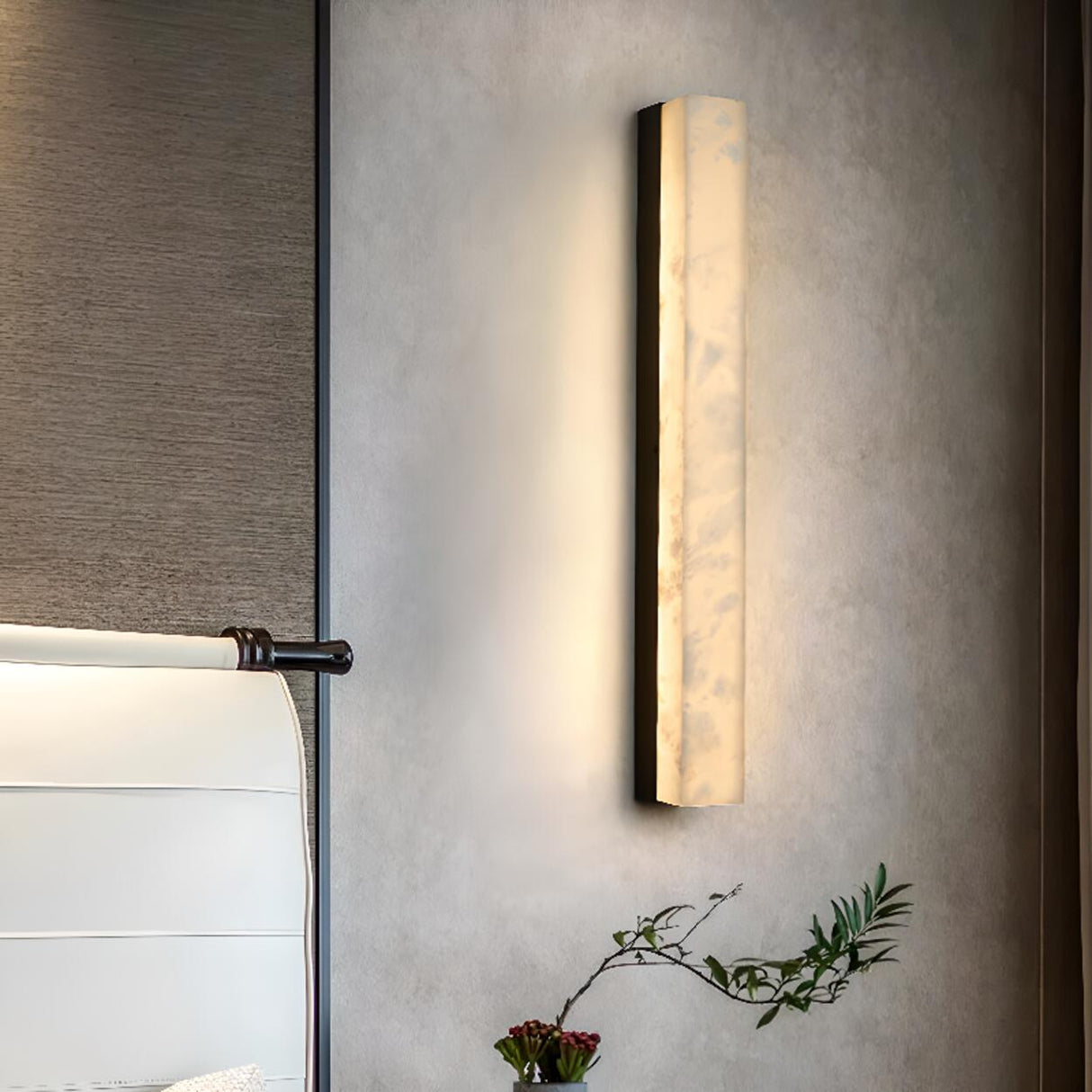 Minimalist Marble Vertical LED Wall Sconce Light Image - 5