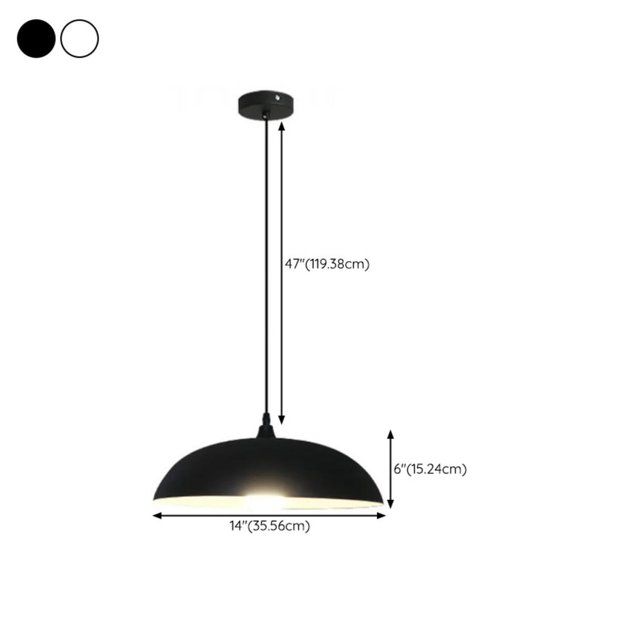 Minimalist Matte Black and White Bell Aluminum Pendant Light Image - 26