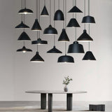 Minimalist Matte Black and White Bell Aluminum Pendant Light Image - 3