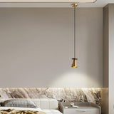 Minimalist Metal Brass Cone Pendant Light Bedroom Image - 1