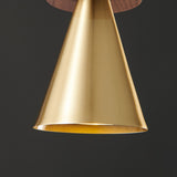 Minimalist Metal Brass Cone Pendant Light Bedroom Image - 10