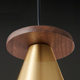 Minimalist Metal Brass Cone Pendant Light Bedroom Image - 11