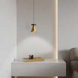 Minimalist Metal Brass Cone Pendant Light Bedroom Image - 5