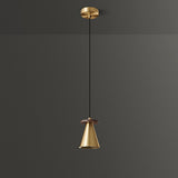 Minimalist Metal Brass Cone Pendant Light Bedroom Image - 8