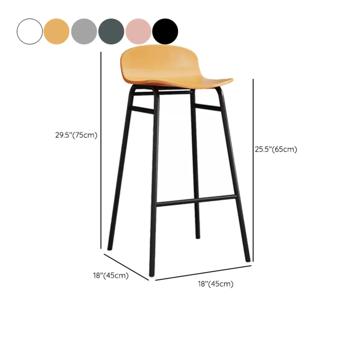 Minimalist Metal Bucket Armless Tall Bistro Bar Stool 