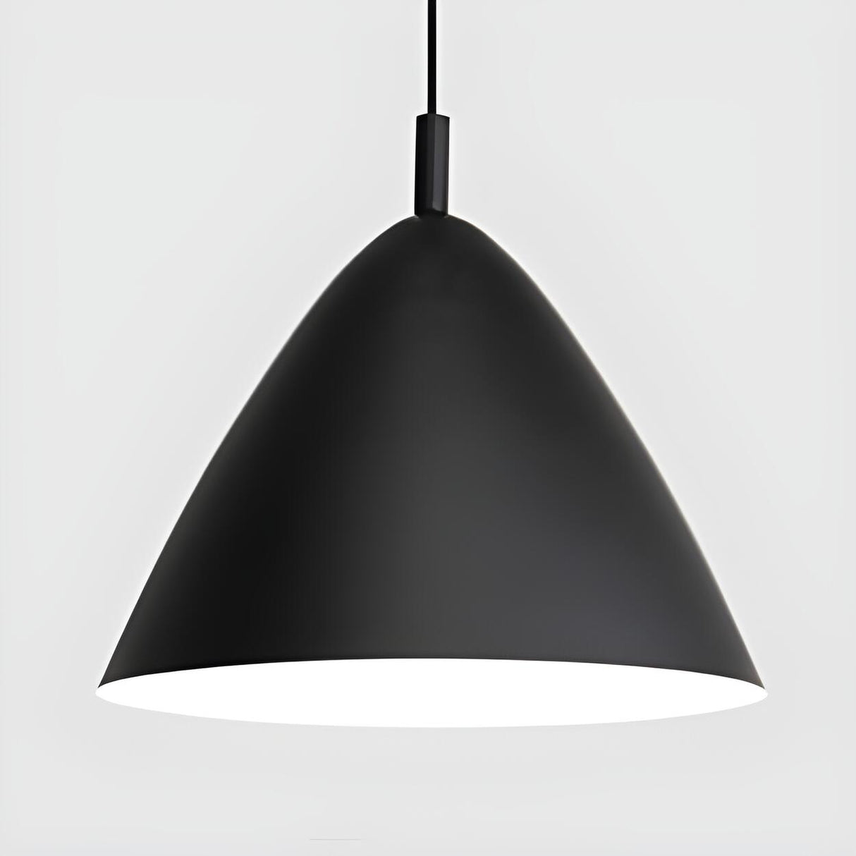 Minimalist Metal Cone Hanging Grey Pendant Light Image - 2