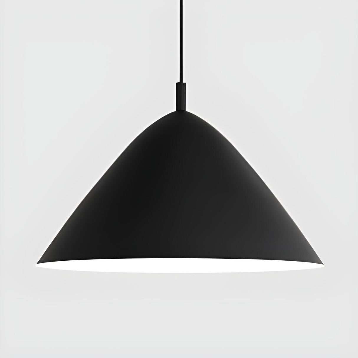 Minimalist Metal Cone Hanging Grey Pendant Light Image - 3