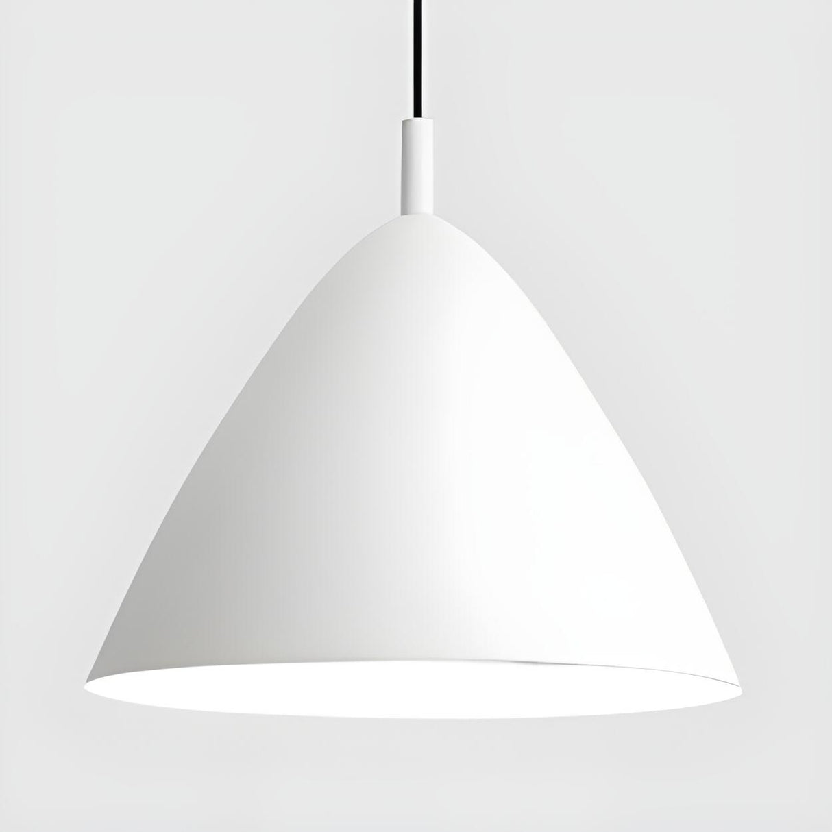 Minimalist Metal Cone Hanging Grey Pendant Light Image - 4