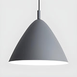 Minimalist Metal Cone Hanging Grey Pendant Light Image - 7