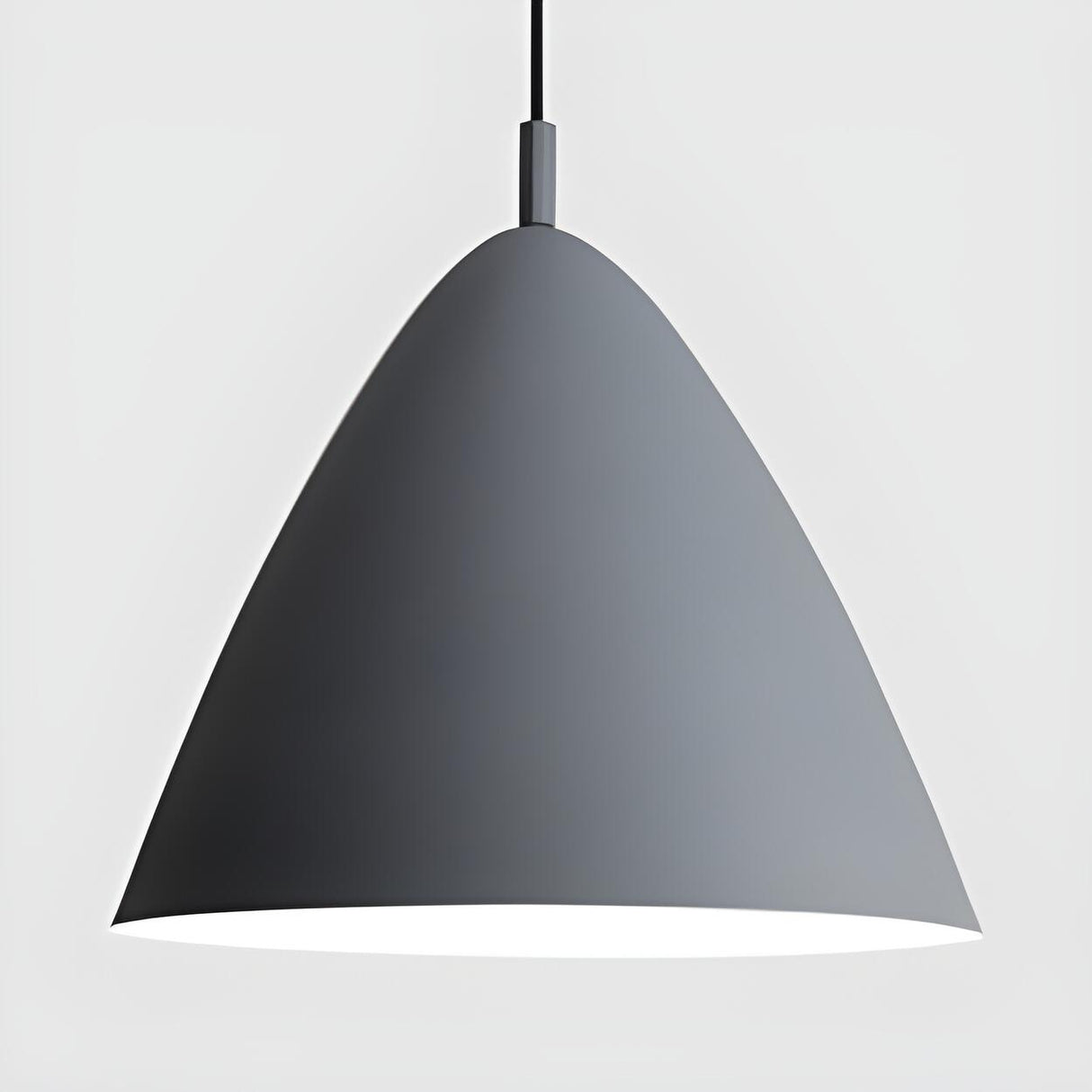 Minimalist Metal Cone Hanging Grey Pendant Light Image - 8