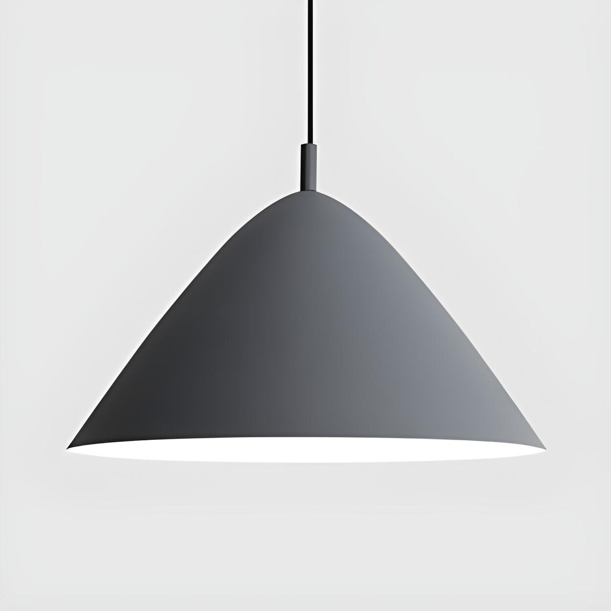 Minimalist Metal Cone Hanging Grey Pendant Light Image - 9