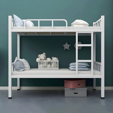 Minimalist Metal Gloss White Twin Space-Saving Bunk Bed Image - 1