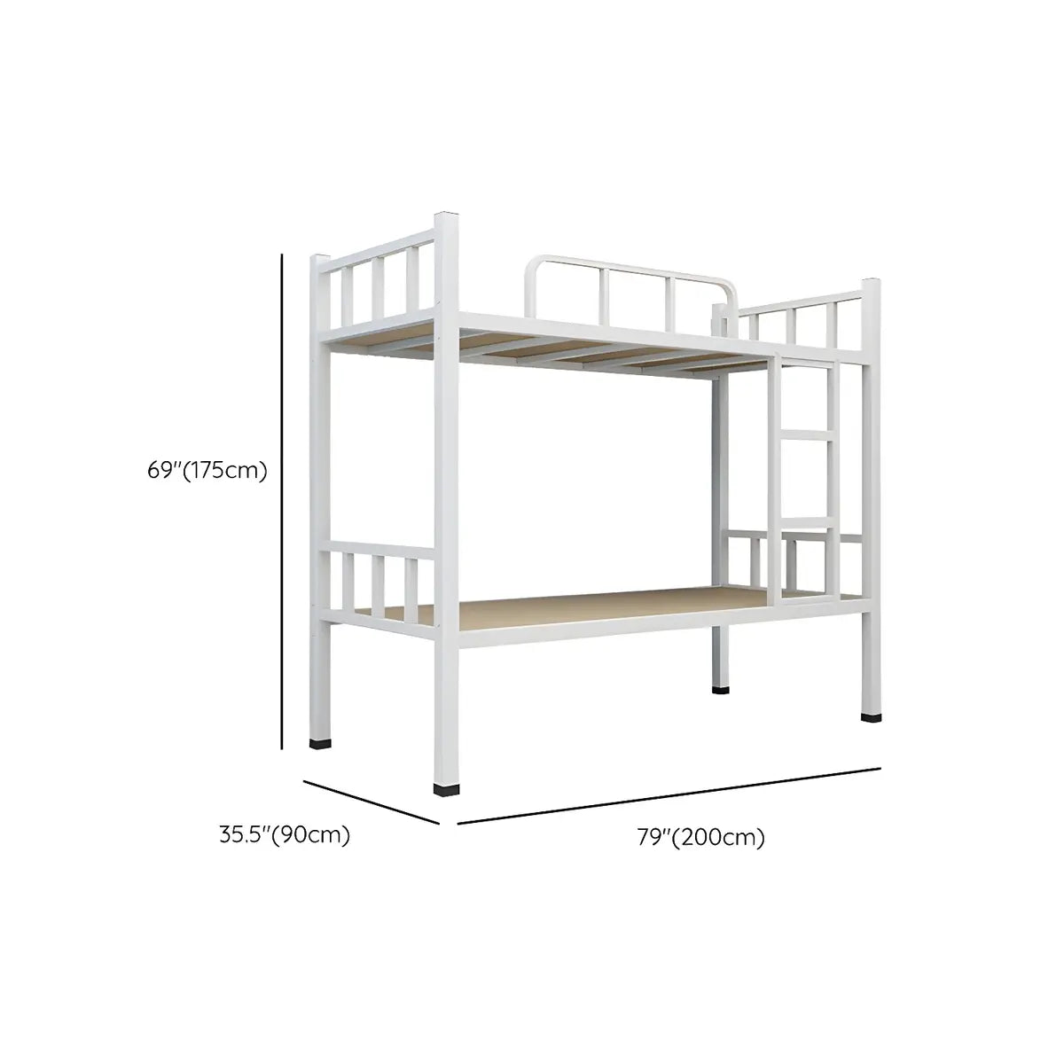 Minimalist Metal Gloss White Twin Space-Saving Bunk Bed 