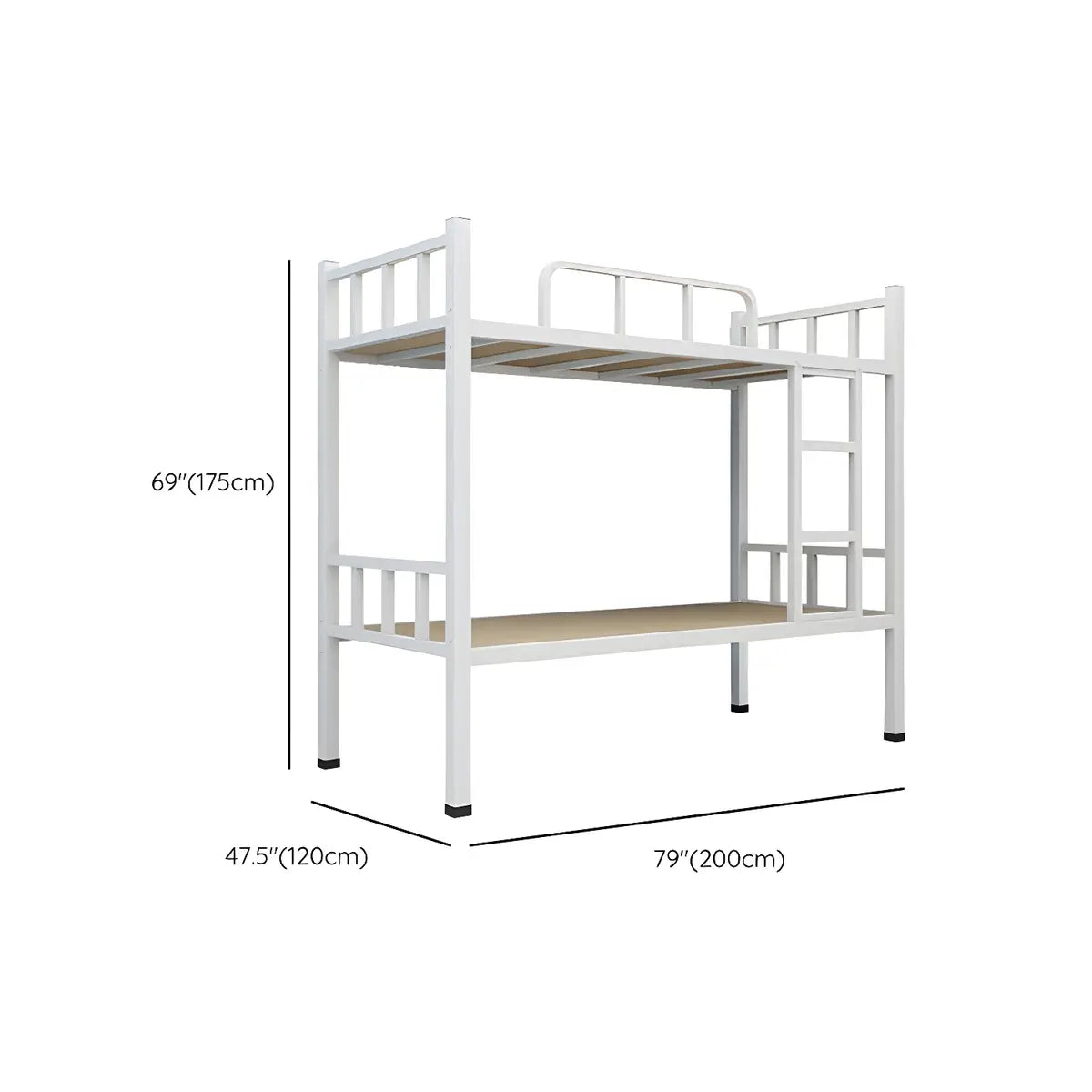 Minimalist Metal Gloss White Twin Space-Saving Bunk Bed Image - 11