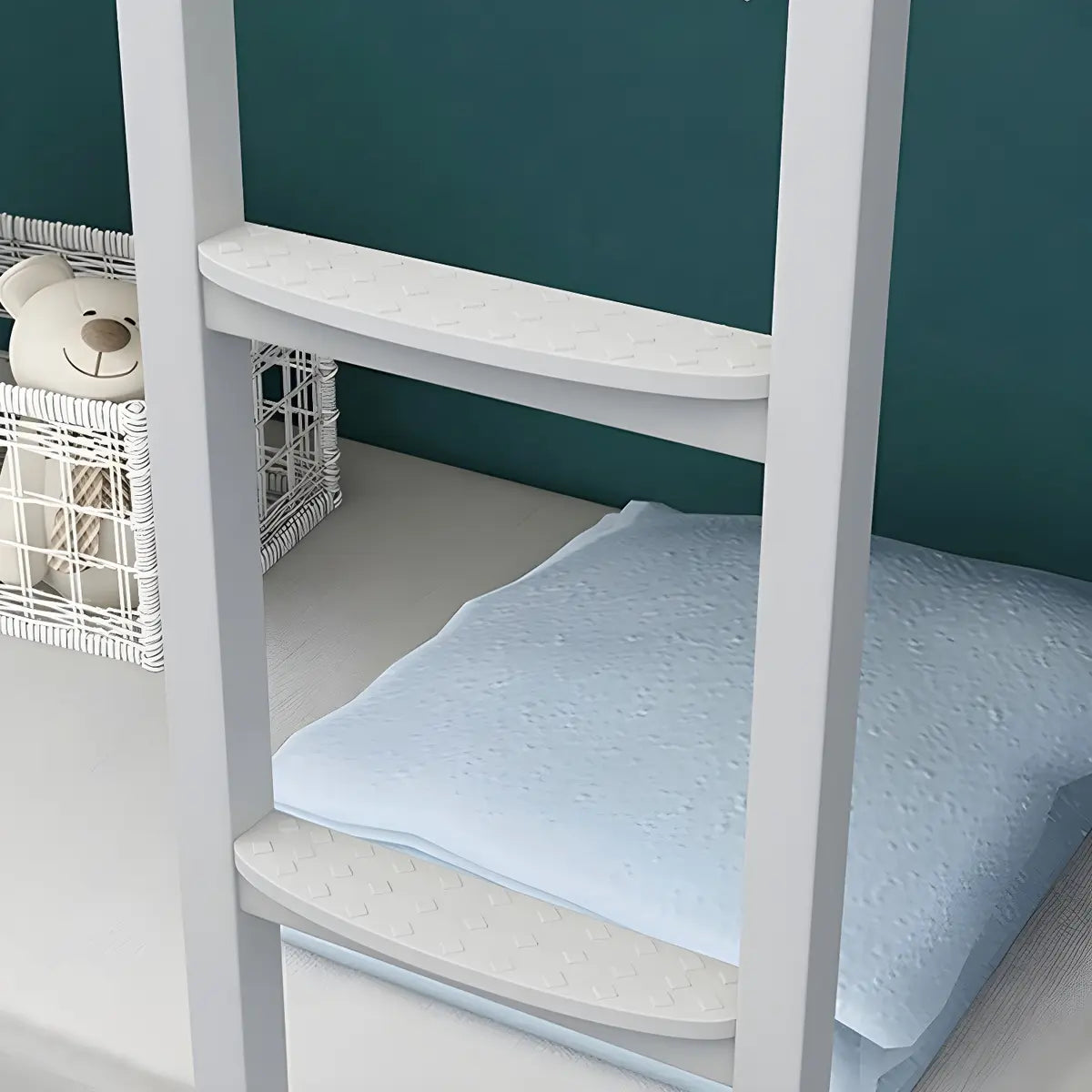 Minimalist Metal Gloss White Twin Space-Saving Bunk Bed Image - 7