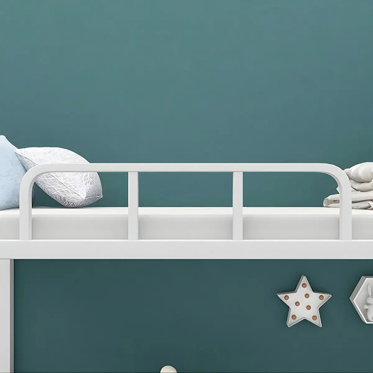 Minimalist Metal Gloss White Twin Space-Saving Bunk Bed Image - 9