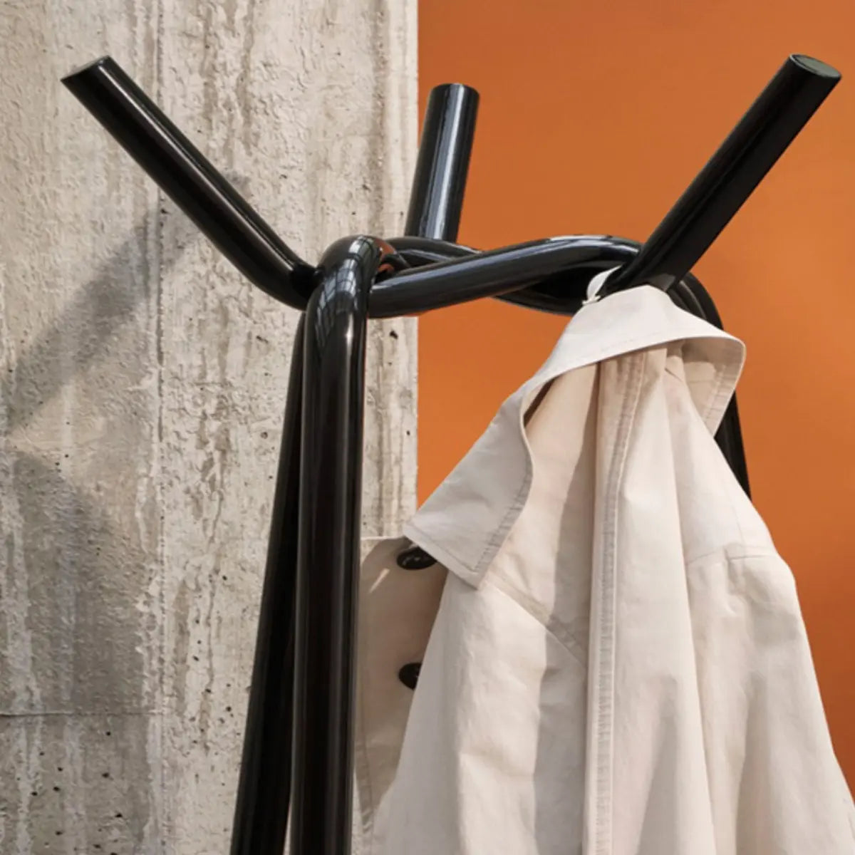 Minimalist Metal Hooks White Tall Functional Coat Rack Image - 7