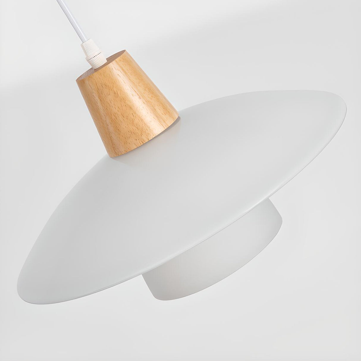 Minimalist Metal White Glass Wood Pendant Light  Image - 8