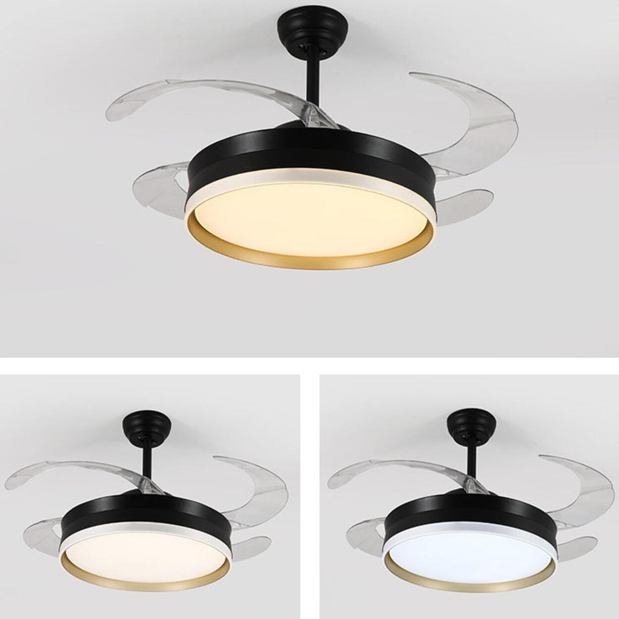 Minimalist Modern 4 Blades Geometric Ceiling Fan Light Image - 14