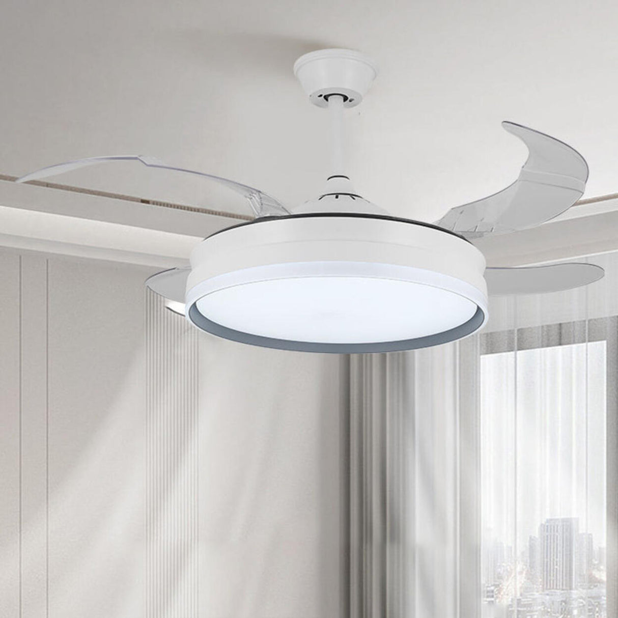 Minimalist Modern 4 Blades Geometric Ceiling Fan Light Image - 20