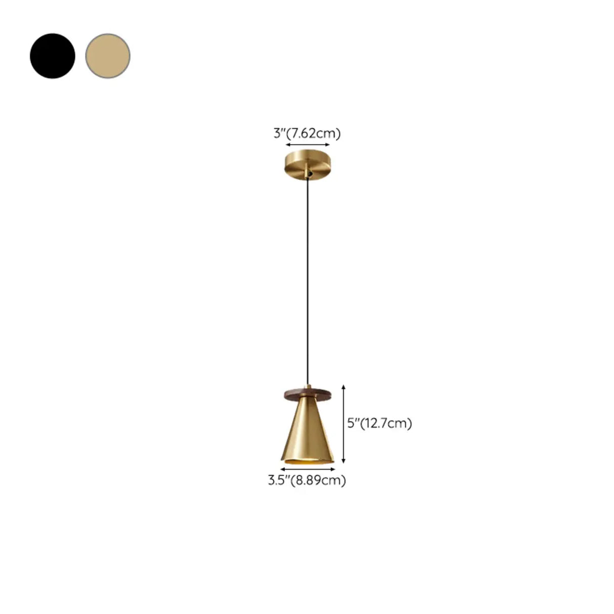 Minimalist Modern Bedroom Gold Cone Pendant Light 