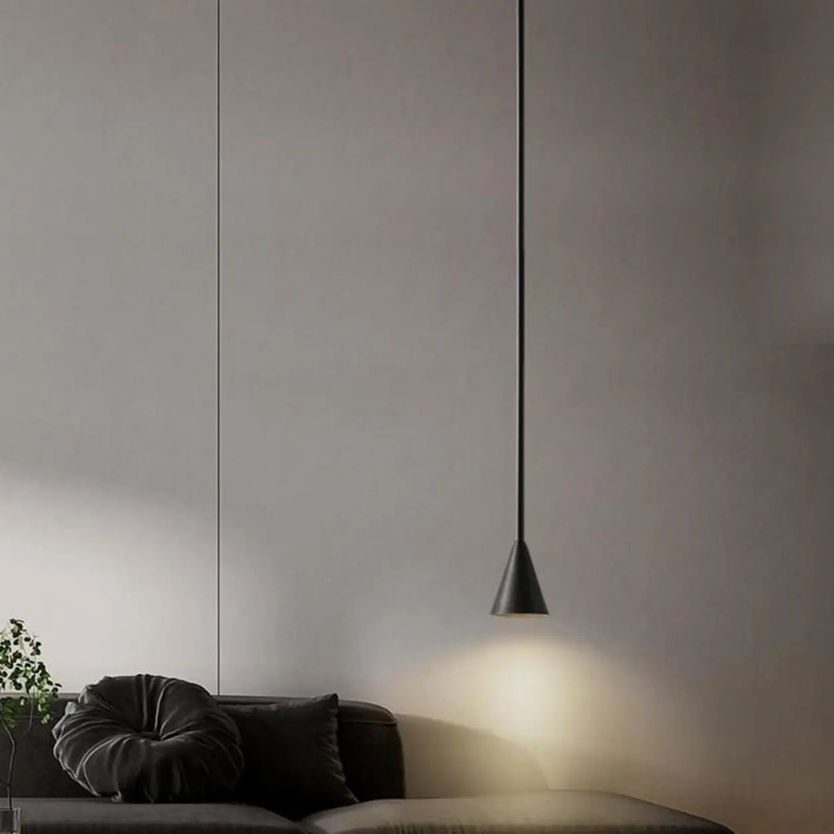 Minimalist Modern Black Metal Cone Living Room Pendant Light Image - 1