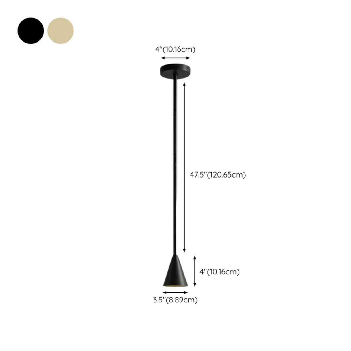 Minimalist Modern Black Metal Cone Living Room Pendant Light 